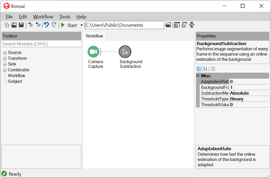 The Bonsai workflow editor